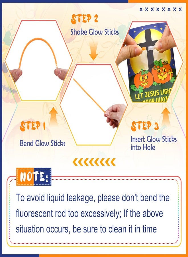 مجموعة MiniInflat المكونة من 15 عصا مضيئة مسيحية للهالوين مع بطاقة هدية عليها آية من الكتاب المقدس، تتضمن 15 قطعة من بطاقات هدايا اليقطين الدينية و15 قطعة من العصي المضيئة البرتقالية في الظلام للفصول الدراسية ومدارس الأحد - Image 5